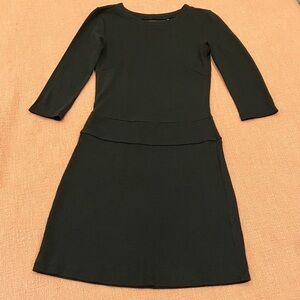 Toad&Co eco tencel lyocell cotton blend Black Midi Dress with discrete pocket